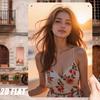 HD Tin Sign Charming Young Western Beauty in Floral Spaghetti Strap Dress Retro Metal Wall Decor for Man Cave  Coastal Home Dec