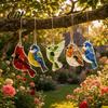 Garden Hanging Ornaments 5Pcs Acrylic Suncatcher Window Hangings, Sea Glass Collage Kit with Birds Farm Animals Marine Creature Decorations