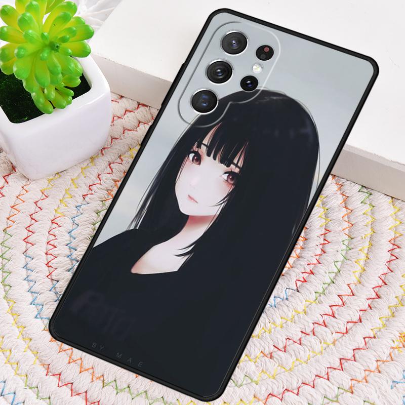 Sad Girl Japanese Anime TPU Phone Case For Samsung Galaxy Note 10 Pro S26 S25 S24 S23 S22 Ultra Plus S21 FE S20 Shockproof Cover