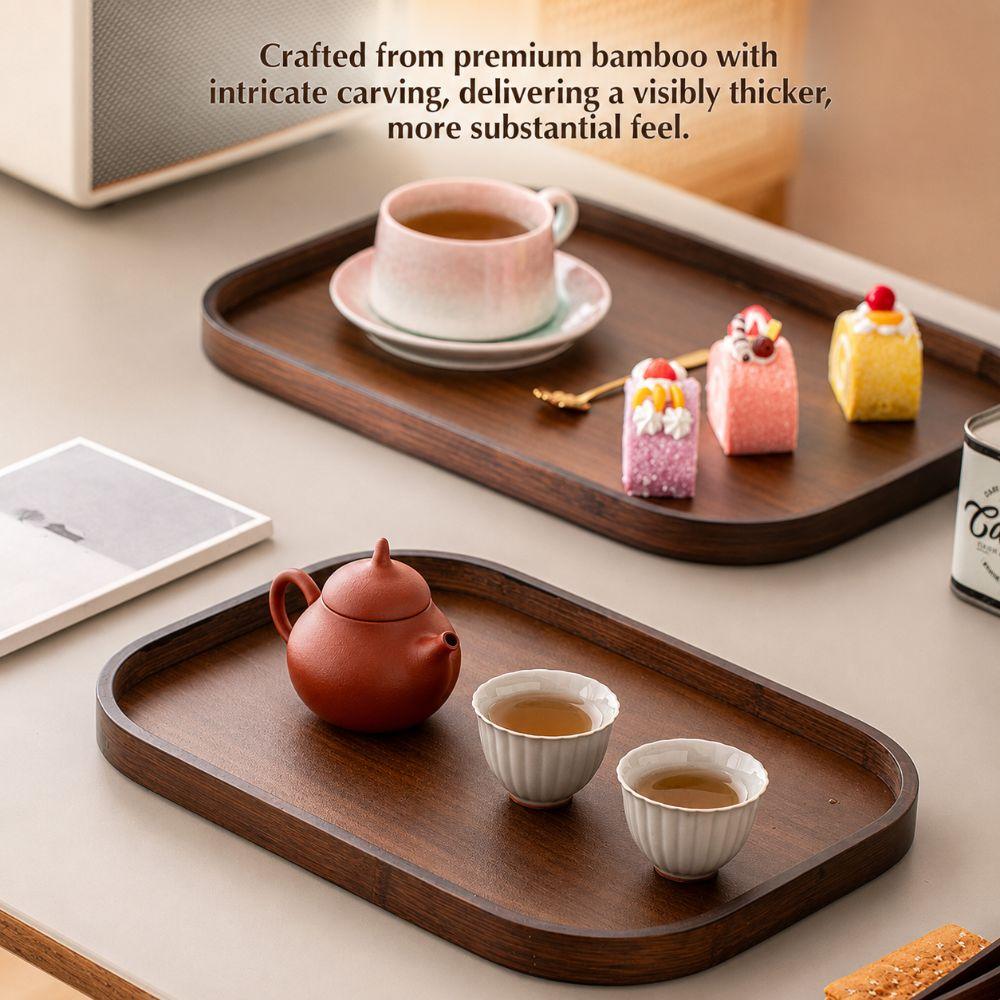 Rectangle Wood Tray Retro Style Fruit Plate Smooth Edge Tea Tray Home