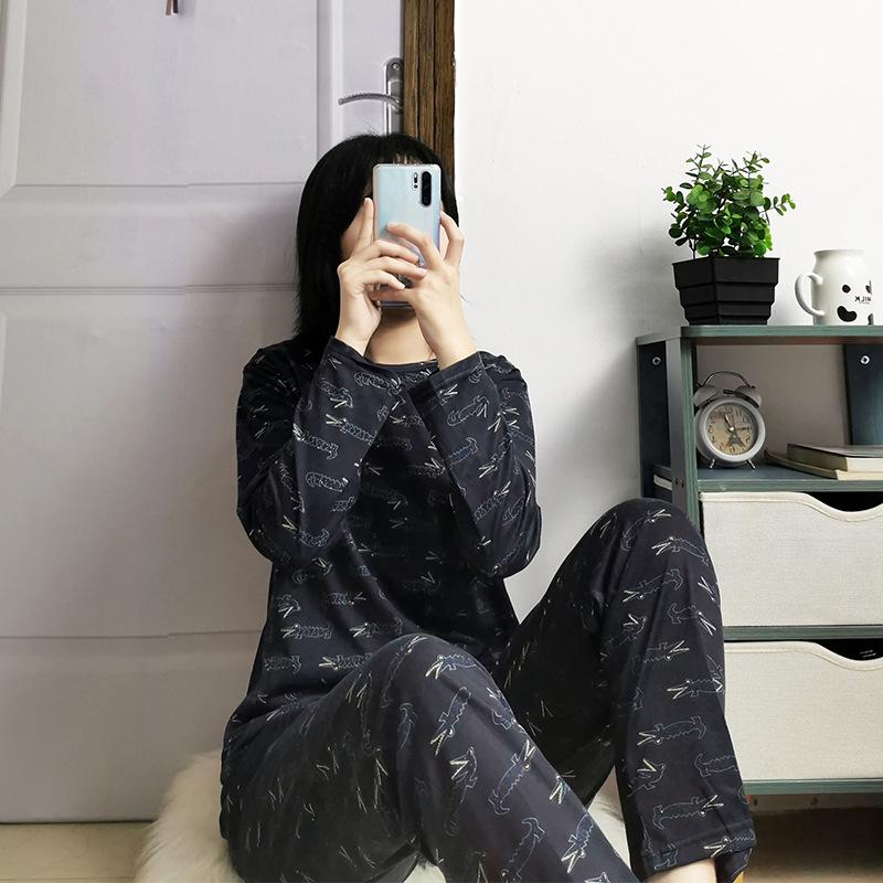 Set Pijama Dama Desen Animat - Cămașă cu Mânecă Lungă și Pantaloni, Haine de Casă pentru Studente Mignone pentru Primăvară și Toamnă