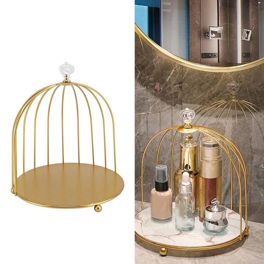 Bird Cage Cosmetic   Gold Space Saving Iron Unique Multifunctional Birdcage Makeup Display Rack for Bathroom