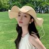 Lightweight Women's Summer Straw Hat Wide Brim Sun Protection Hat Bowknot Sun Hat Beach Vacation Hat Fashionable Headwear for Seaside Trips