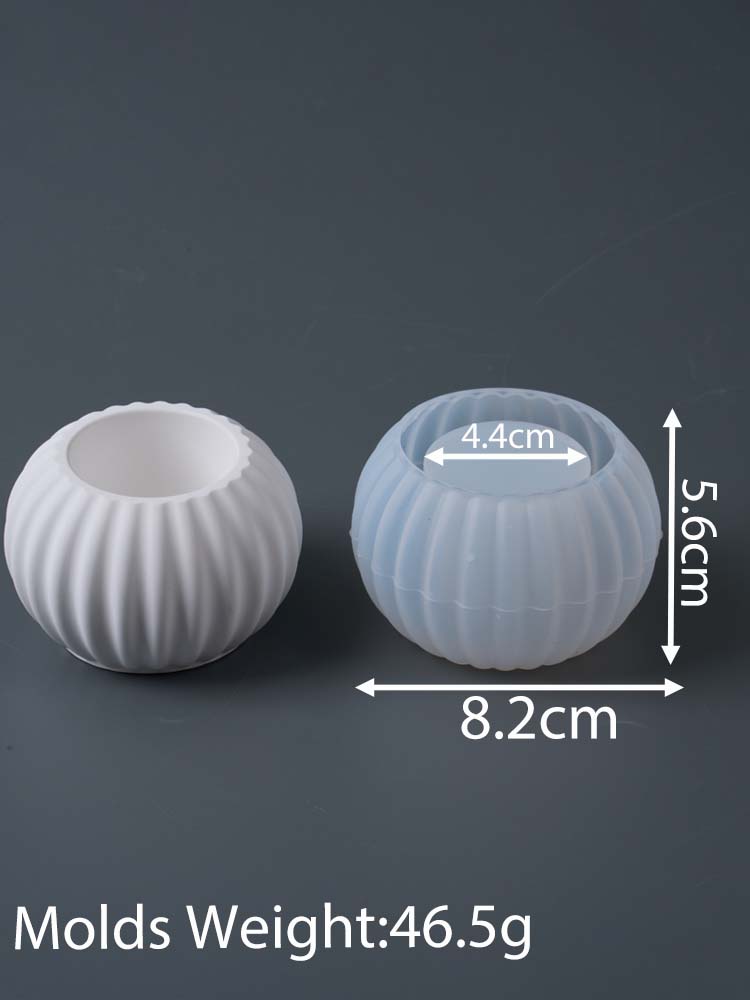 Round Stripe Candle Cup Silicone Mold DIY Home Table Decor Candlestick Crafts Making Plaster Resin Vase Storage Box Clay Molds