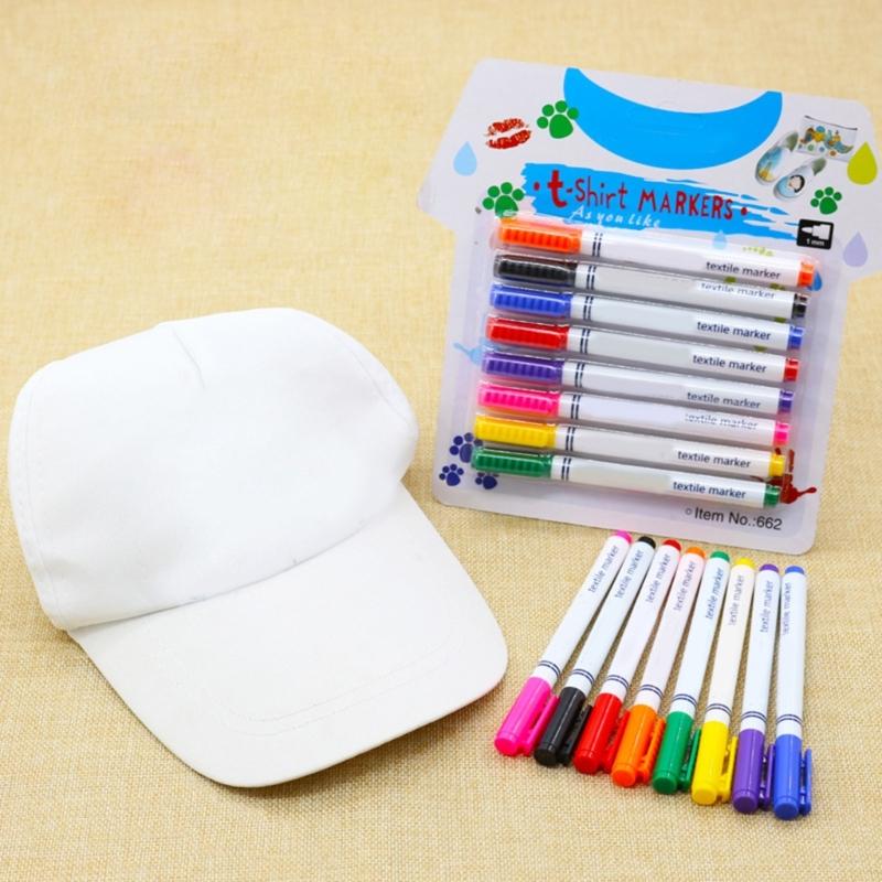 8Pcs Fabric Markers Permanent for T Shirts Non Toxic Fabric Paint Pens Set