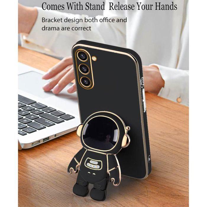 Coque pour Xiaomi 15T Pro, Silicone Slim Anti-Rayures avec Support Motif Astronaute - Noir