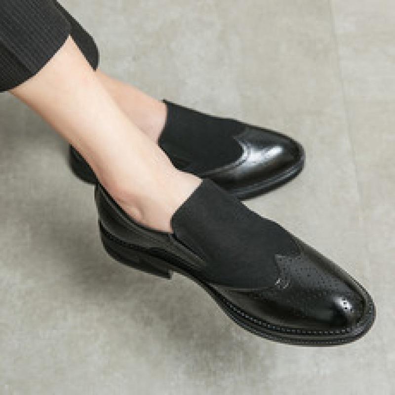 Korean Version of Versatile Trendy Shoes British Small Leather Shoes Men's Pointed Casual Fashion One-pedal Lazy Leather Shoes