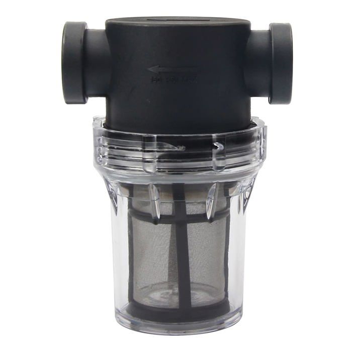 Filtre en ligne 1/2" pour pompe à eau - maille inox 100 mesh, entrées/sorties 20 mm
