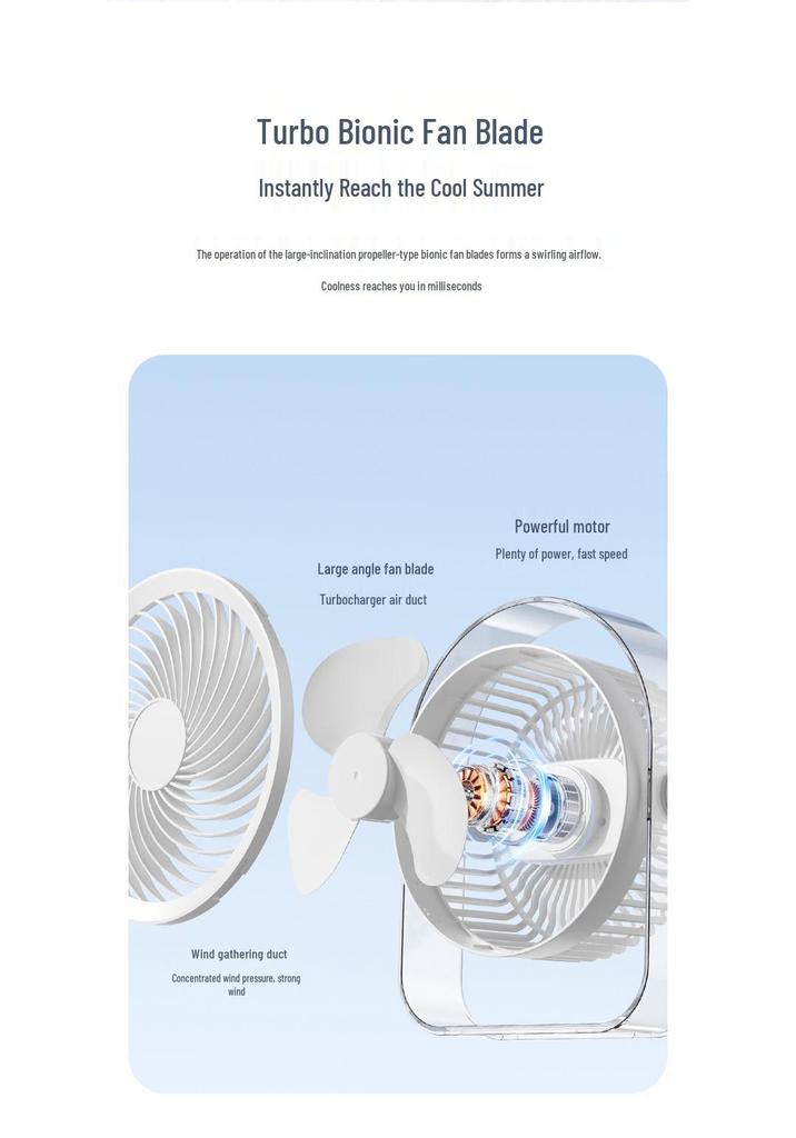 2026 Portable Wireless Mini Desktop Fan for Dorms and Offices