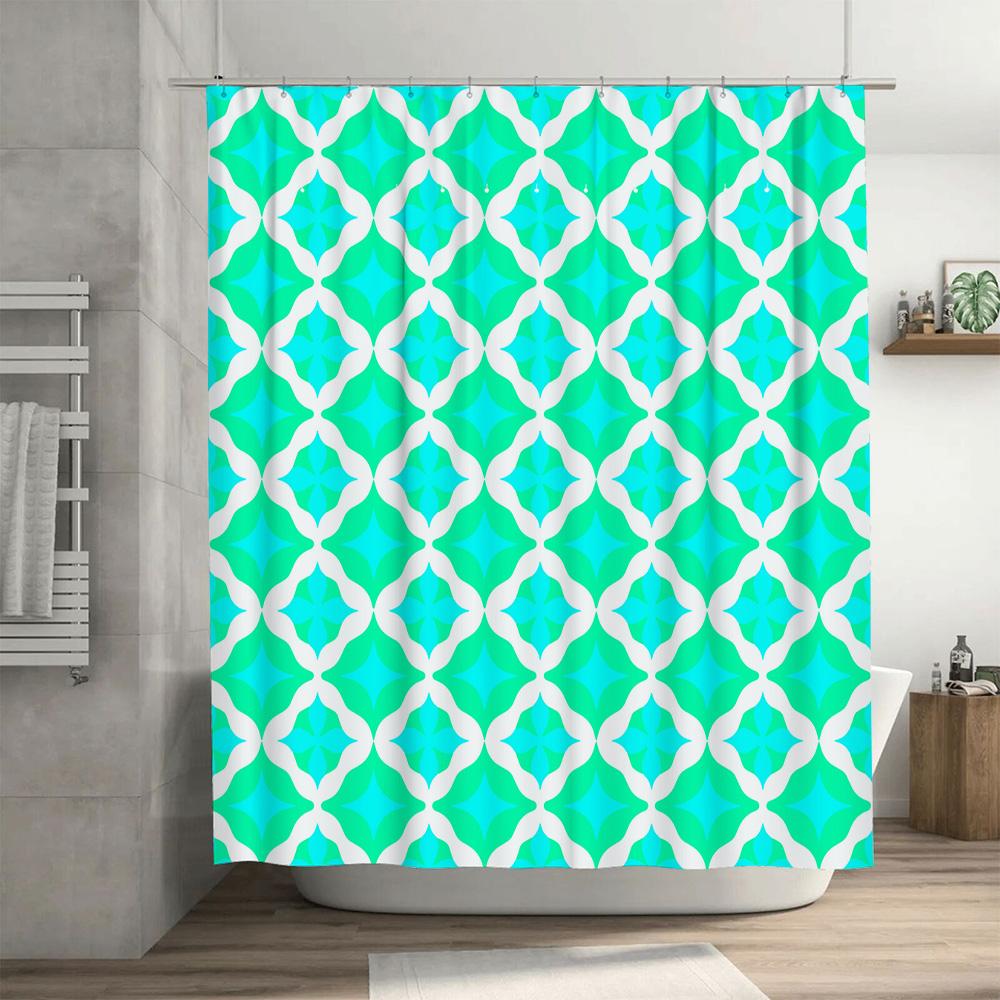 Modern Blue White Bath Curtains For Home Decor Bathroom Shower Curtain With Hook Rings Set In Multiple Colors Available