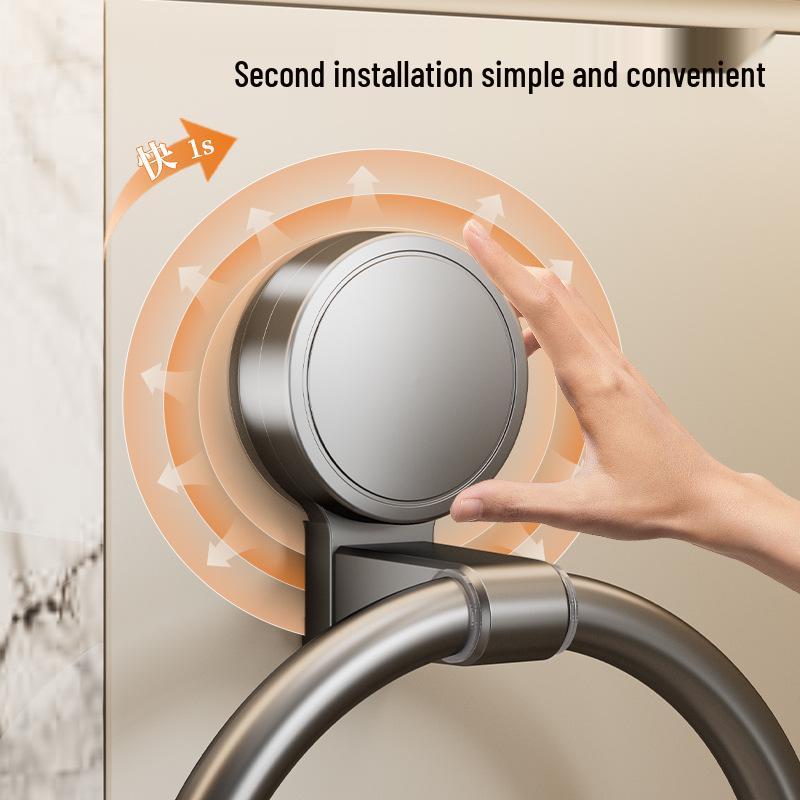 No-Drill Space Aluminum Suction Cup Towel Ring Hanger - Wall Mount Bathroom Hand Towel Holder