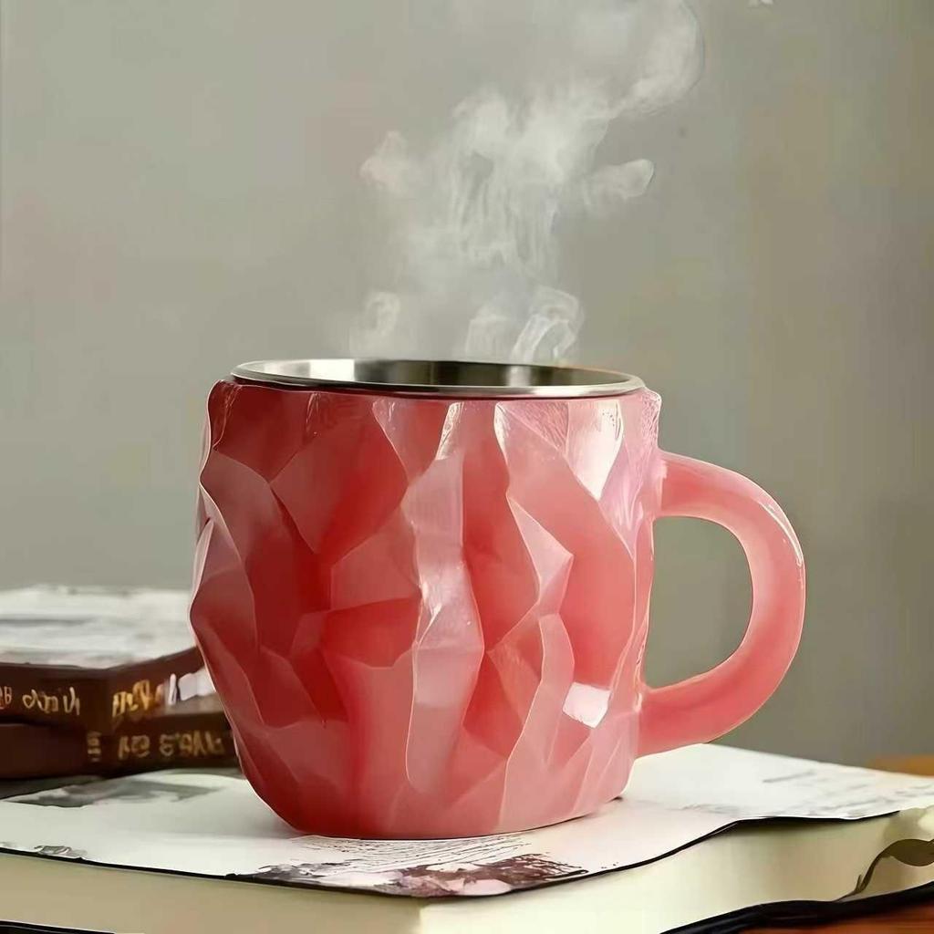 Crystal Resin Coffee Mug, Artistic Kiln-Fired Texture