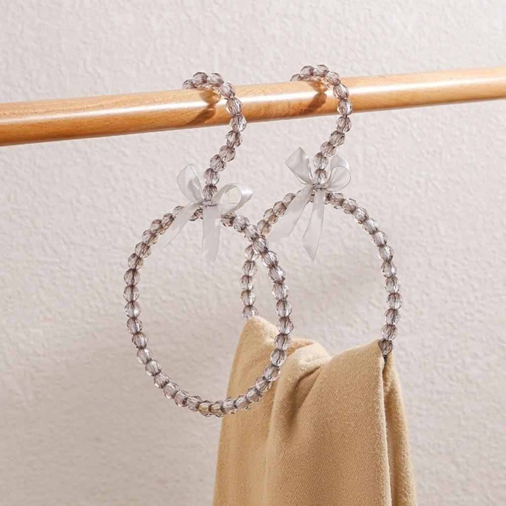 2pcs Imitation Pearl Necktie Clothes Hanger Space Saving Bow Beaded Hanger  Clothing Store серый