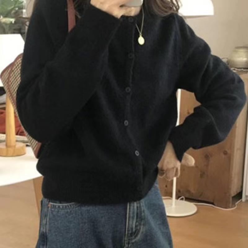 Короткий свитер с круглым вырезом в стиле французской романтической леди вязаный маленький кардиган тонкое пальто ранняя осень новинка женская одежда больших размеров One size 2899₽