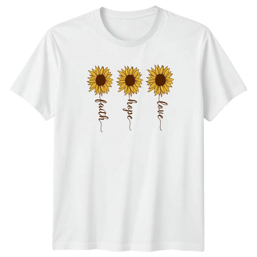 Faith Hope Love Sunflowers Unisexs TShirt Floral Spiritual Birthday Gift For Her S