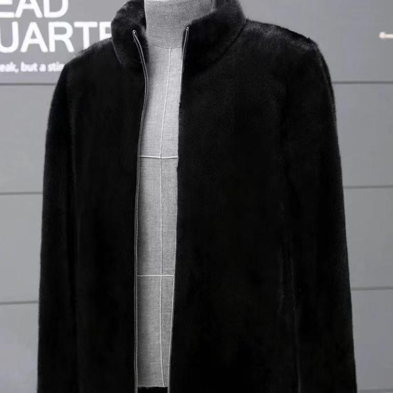 Men's Winter New Imitation Mink Coat Brown Imitation Mink Fleece Fur Coat Social Blue