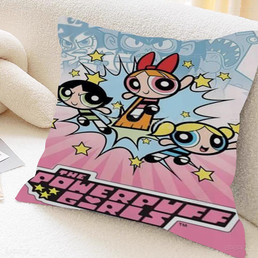 The Power-puff-Girls Decorative Room Aesthetics Pillow Case Home Decor Bedroom Sofa Bed Couch Pillow Cover 45x45