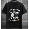 Funny Padel Tennis Graphic TShirt  Im Listening To You But My Head Playing Padel Slogan Pure Cotton Casual Short Sleeve Tee