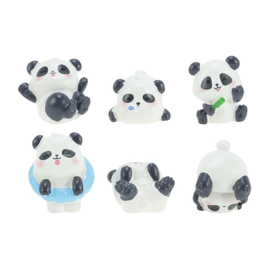 RENEWREVITAL Mini Miniature Set of Cute Animal DIY Car Bonsai Panda Figurines, Ornaments, 6, Figures, Desktop, Office, Decor, Gift, Landscape,