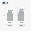 Tyeso 1500ML Stainless Steel Large Capacity Insulated Flask Outdoor Portable Sports Water Bottle with Convenient Buckle Hiking