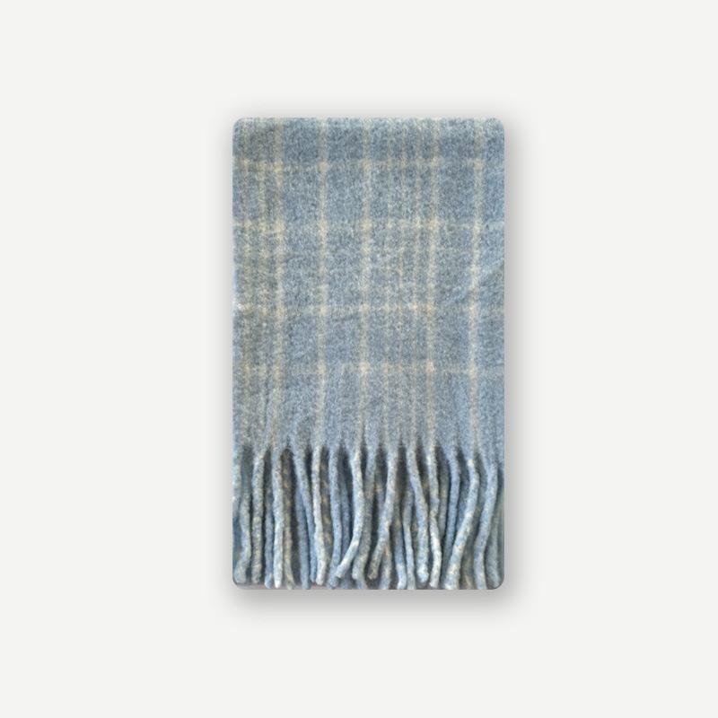 

Wool Retro Ankora Red Plaid Scarf Women s Winter Atmosphere Woolen Scarf Korean Version 230*35cm