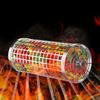 2/5Pcs Rolling Grill Basket Stainless Steel Cylinders-Net Tube Barbecue Cage Multifunction for Vegetables Fruits Fries
