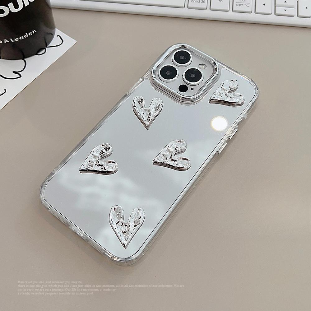 Advanced Three Dimensional Electroplating Heart 17 Suitable for 16 Apple 15 ProMax Mobile Phone Case Mirror IPhone 12 Hard 14