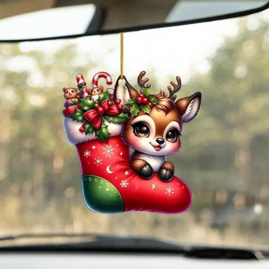 Ornamente Ren de Crăciun 2D Plate Acrilice Pandantiv Oglindă Auto Festiv Sărbători Acasă Decorațiuni Pom