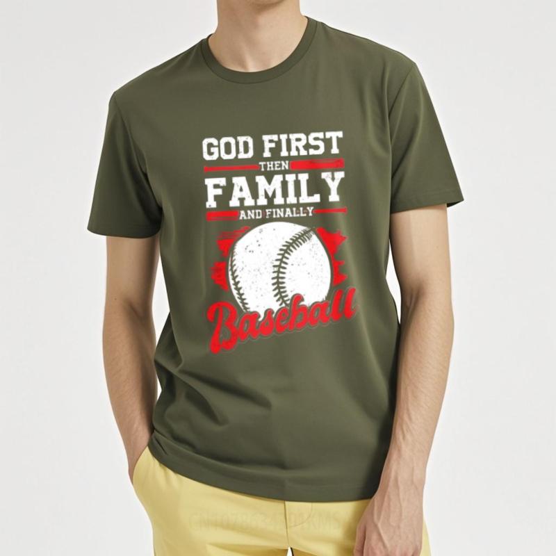

Cheap Tshirt Funny tshirt Solid Color Women Oneck tshirt Black God First Then Family And Finally Baseball Cool For her tees 4XL