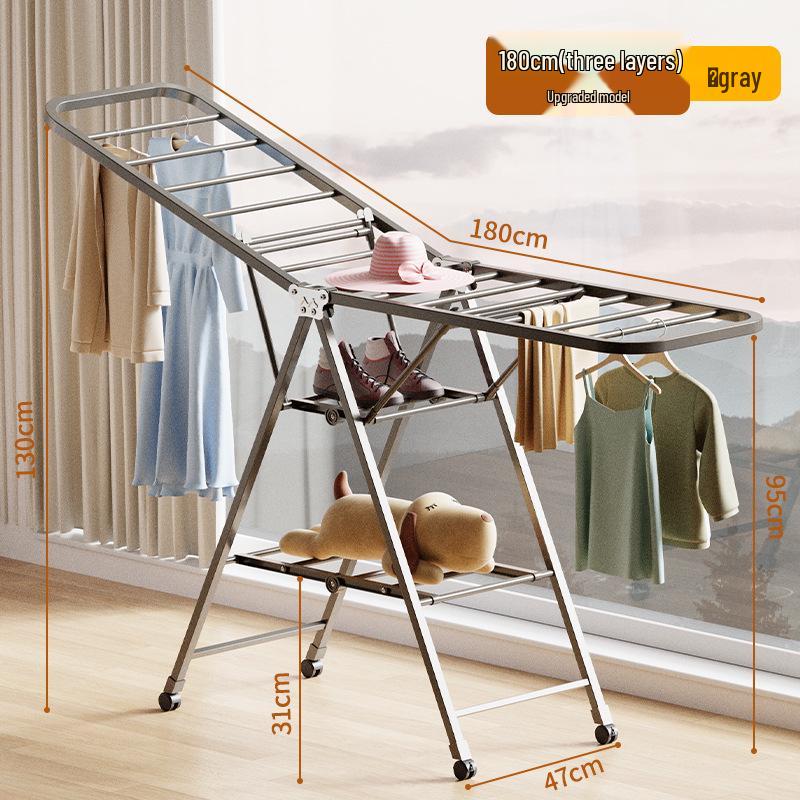 Foldable Wing-Shaped Clothes Drying Rack for Indoor/Outdoor Use