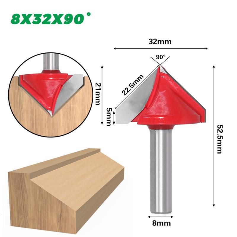 1pc 8mm Shank 60 90 120 150 Degrees V Groove Wood Router Bit Solid Carbide End Mill Woodworking Tools