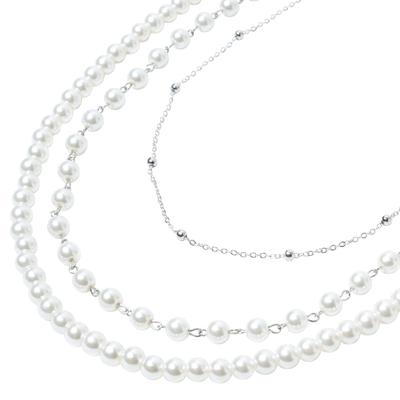 Colar de Pérolas Grandes Longo Festa de Casamento Entrada Cerimônia de Formatura Acessório Prateado Estiloso Convite Formal Presente Sacola de Presente Feminino (Presente incluso)