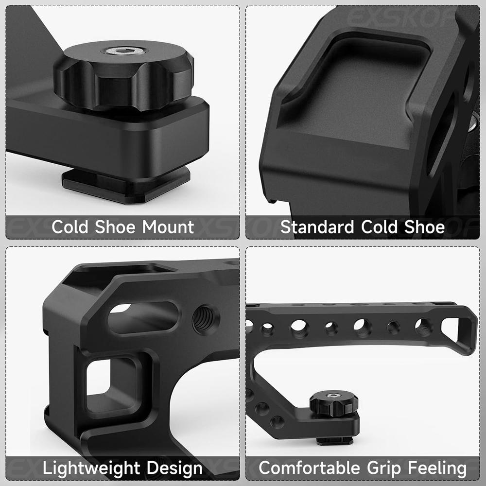 Top Handle Grip Universal Aluminium Alloy Handgrip Holder with Cold Shoe Mount 1/4" & 3/8" Holes for DSLR Camera Cage Microphone