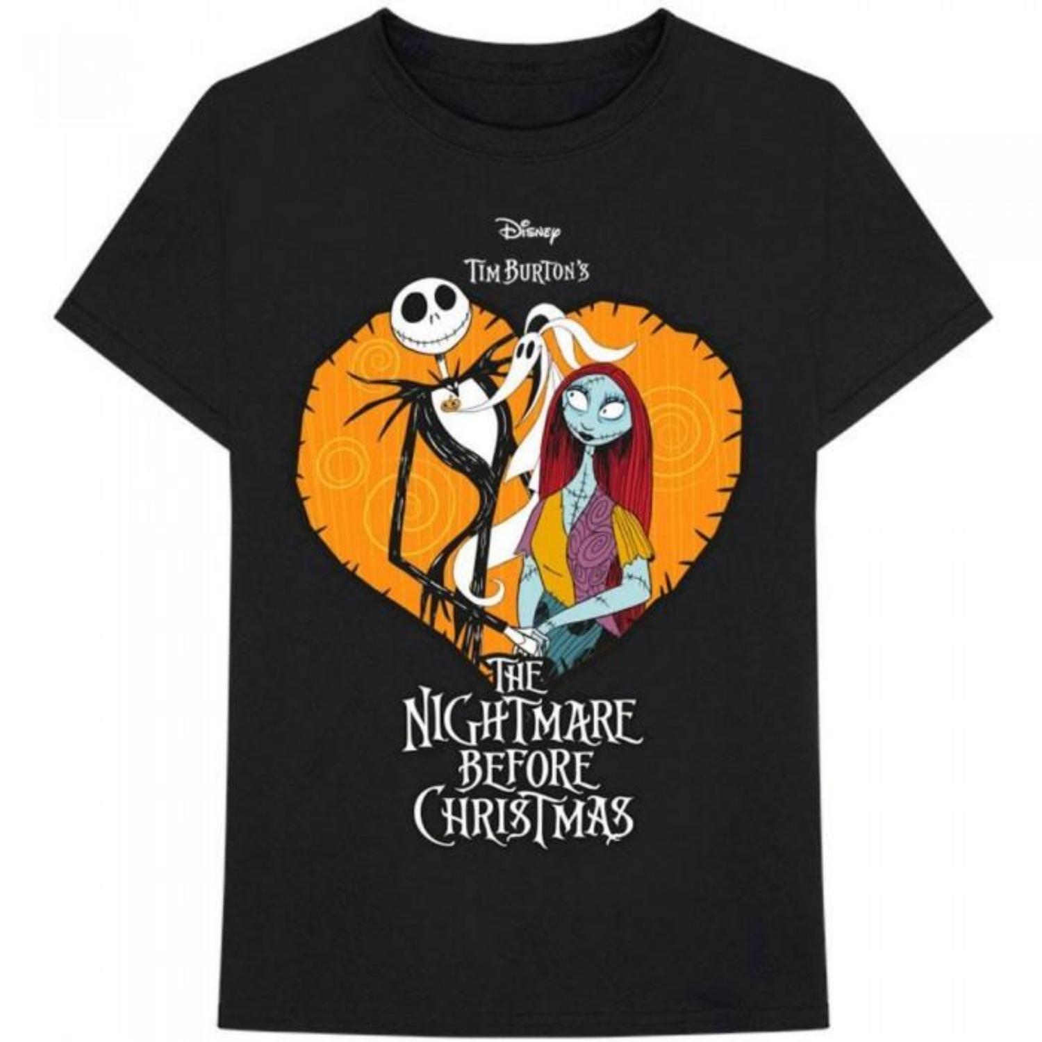 Nightmare Before Christmas Unisex Adult Heart Cotton T-Shirt S чёрный