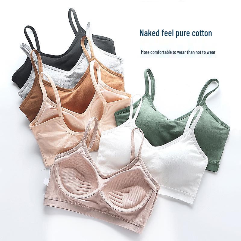 Wire-Free Pure Cotton Camisole with Chest Pad: Beautiful Back, Shockproof Fitness Yoga Bra