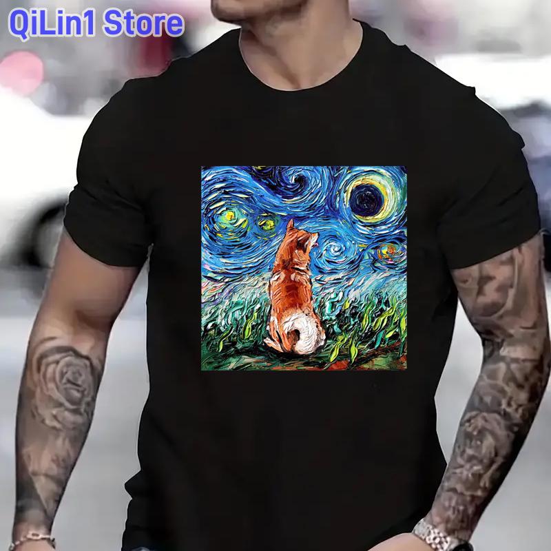 Watercolor Labrador Dog Animal Print TShirt MenS Clothing 2024 Funny Tshirt Homme Harajuku Kawaii Clothes T Shirt Hombre