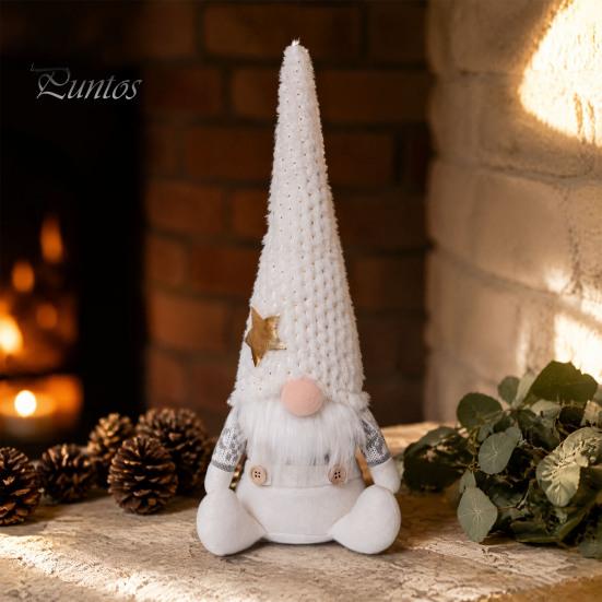 Sitting Gnome for Christmas Tree Base Knit Plush, Nordic Forest Elf Faceless Doll Figurine Rustic Shelf Sitters Shelf, Soft Stuffed Holiday