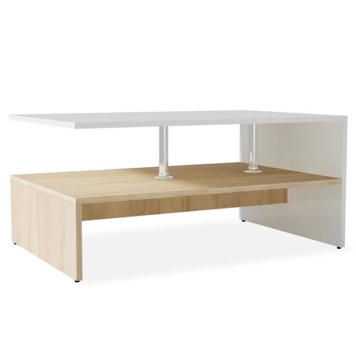 VidaXL Coffee Table Engineered Wood 90x59x42 Cm Oak and White 244856