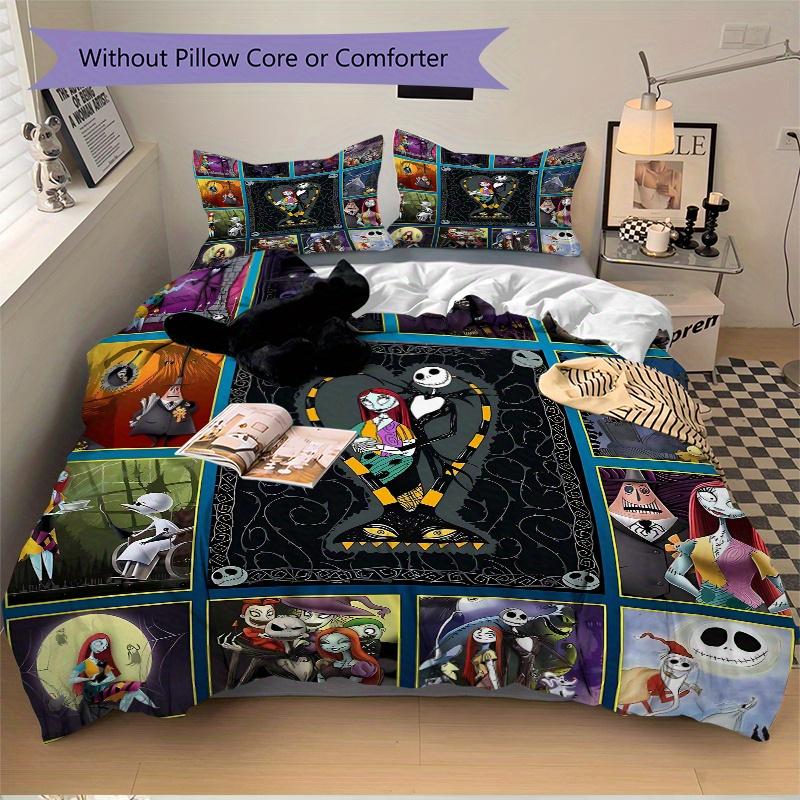 3pcs Jack Tim Burtons The Nightmare Before Christmas Quilt Cover Set (1 Quilt Cover + 2 Pillowcases Without Pillow Core), High-Definition Pr