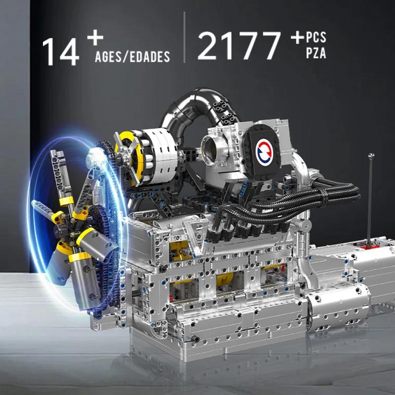 Mould King 10214 Technical Car Engine Toys The Motorized Rotary Piston Engine Building Block Brick Set Kids Christmas Gift