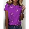 Ladies Love Print 3D T-shirt Round Neck Short Sleeved Soft Daily Top Comfortable Casual Shirt Fashiona Printed Design