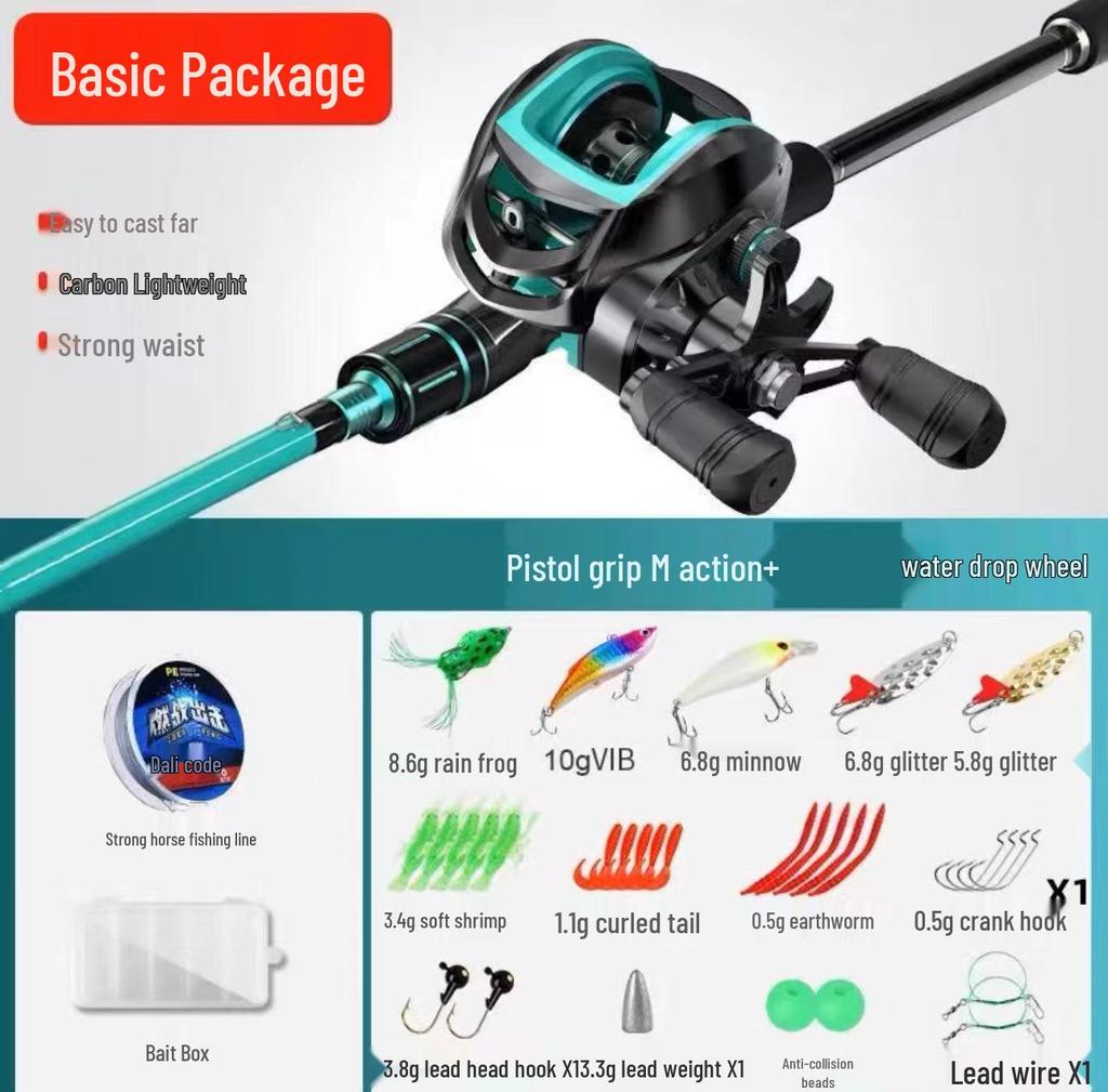 Carbon Fiber Beginner Sea Fishing Rod Set with Baitcasting and Spinning Reels
