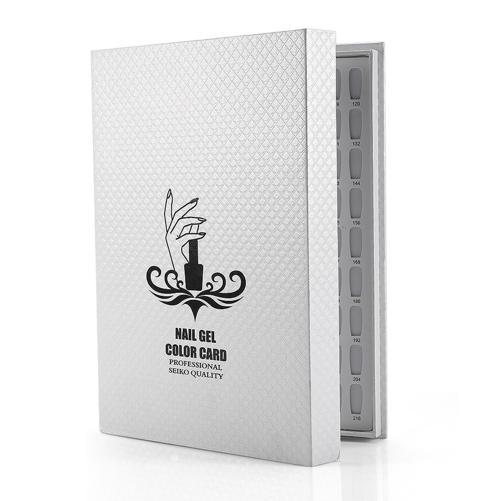 216 Colors Nail Gel Color Card Nail Polish Display Chart Book Nail Art Showing Shelf White