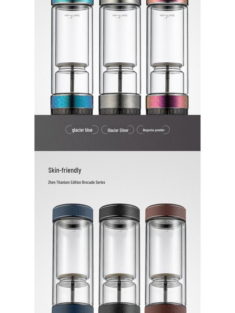 Exquisite Men's Double-Layer Titanium Insulated Tea and Water Separation Cup – Thickened, Anti-Scald, Luxury Gift