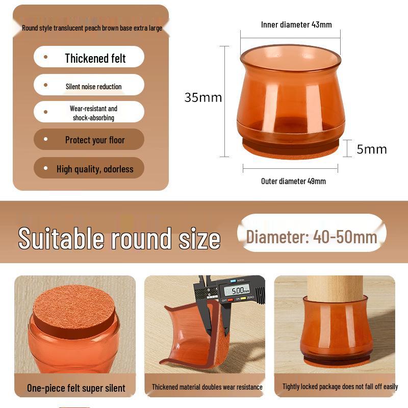 Reinforced Non-Slip Silent Chair and Table Leg Covers with Wear-Resistant Foot Pads