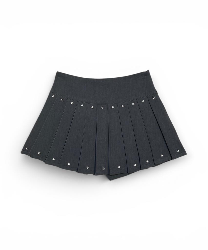 Bonseullipi Essential Crystal Stud Pleated Skort (Gray)