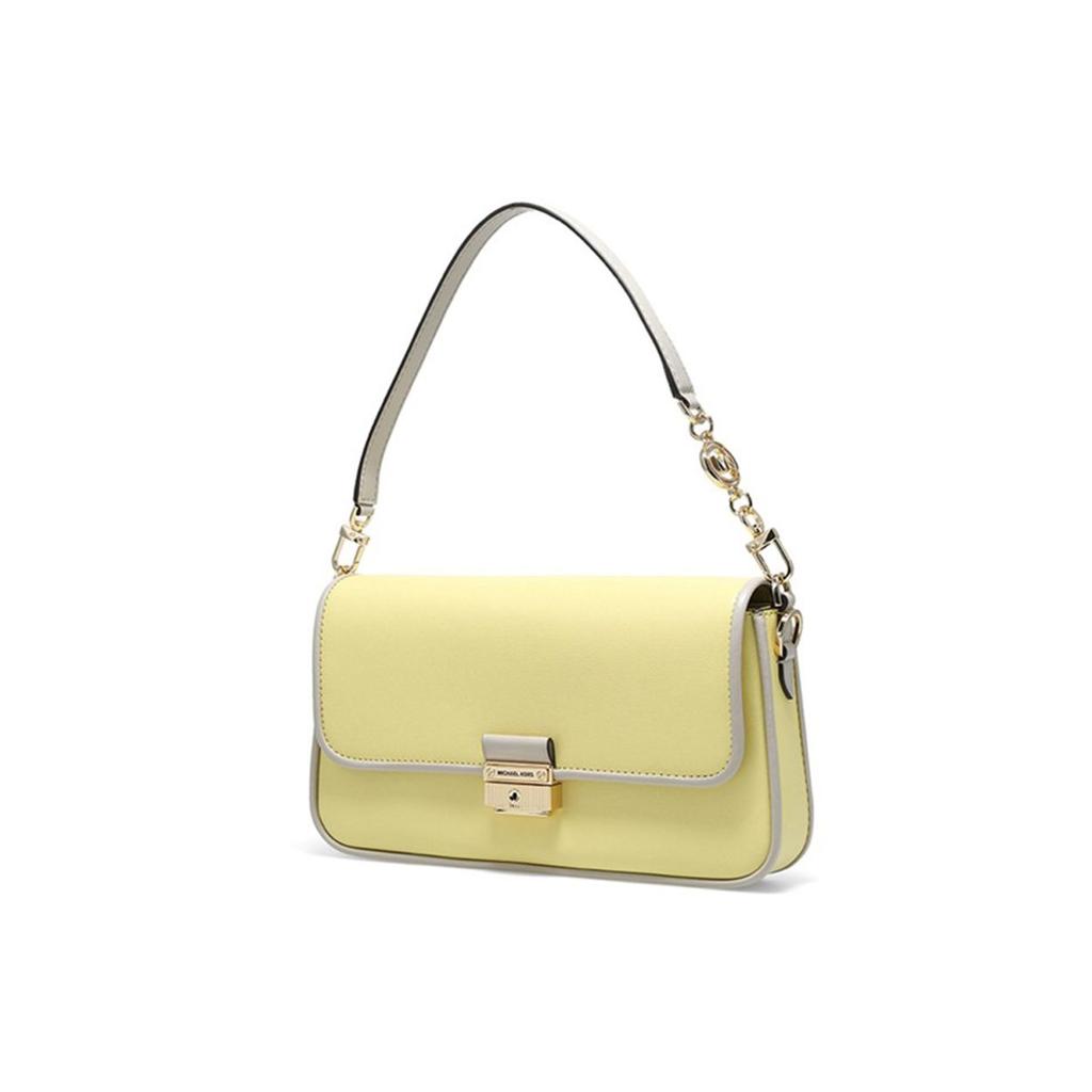 Michael Kors Bradshaw Solid Classic Commuter Fashion Flap Design Leather Shoulder Bag Women Shoulder Bag Light-Yellow 30S1G2BL1I-BTTRCUPMULTI