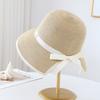 New Korean Bow Encryption Straw Hat Women's Travel Seaside Vacation Beach Hat Summer Sunscreen Sun Hat