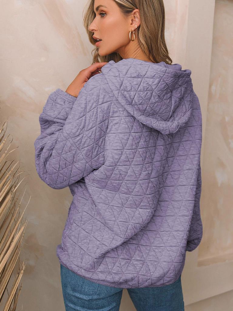 2025 European & American Women's Casual Solid Color Hooded Sweatshirt - Autumn/Winter Collection