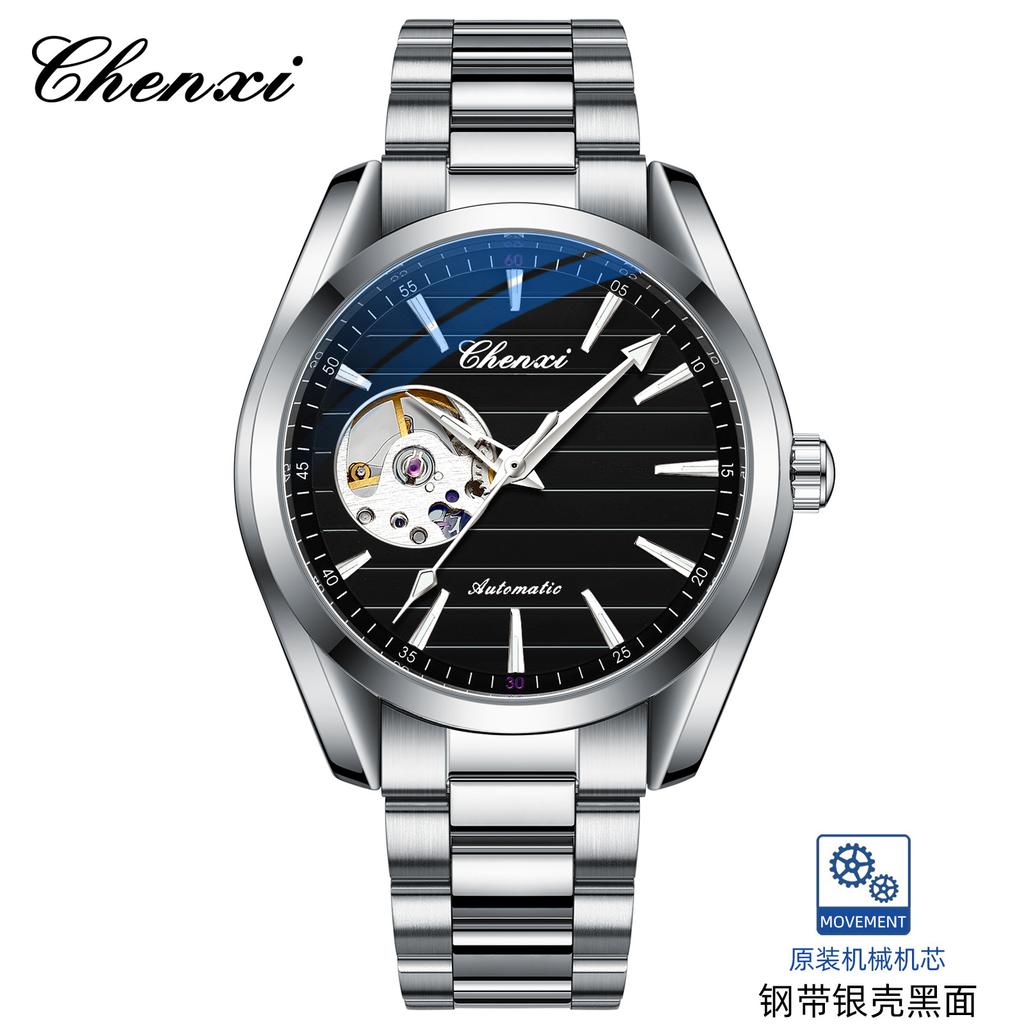 Chenxi Montre Mécanique Automatique Creuse pour Homme Bracelet en Acier Montre Mécanique Mode